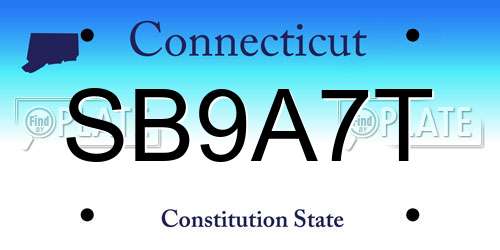 SB9A7T Connecticut License Plate