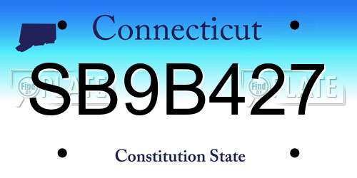 SB9B427 Connecticut License Plate