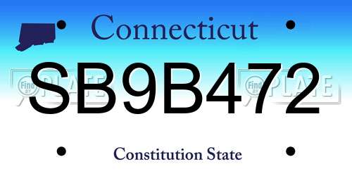 SB9B472 Connecticut License Plate