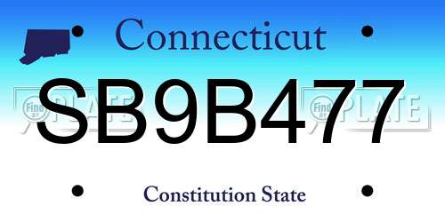 SB9B477 Connecticut License Plate