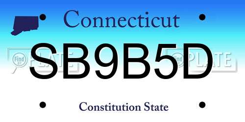 SB9B5D Connecticut License Plate