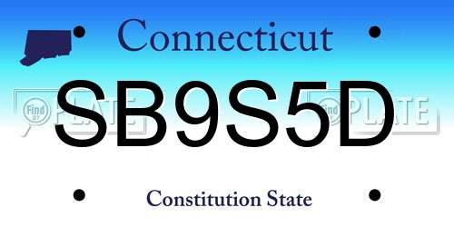 SB9S5D Connecticut License Plate