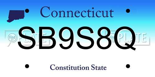 SB9S8Q Connecticut License Plate