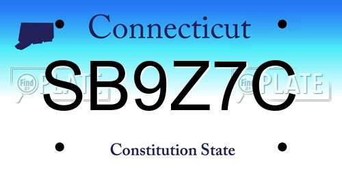 SB9Z7C Connecticut License Plate