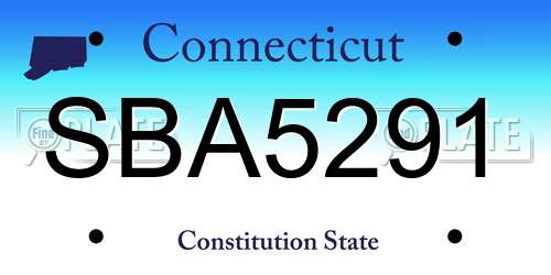 SBA5291 Connecticut License Plate