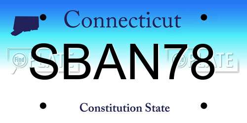 SBAN78 Connecticut License Plate