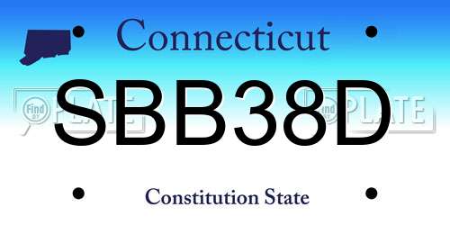 SBB38D Connecticut License Plate