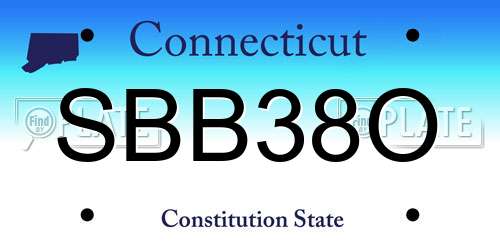 SBB38O Connecticut License Plate