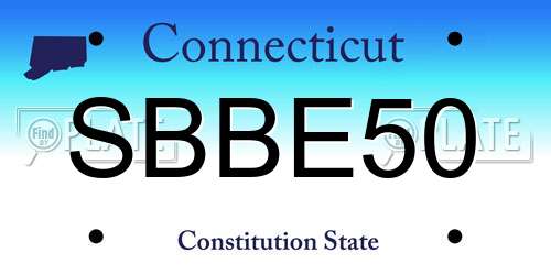 SBBE50 Connecticut License Plate