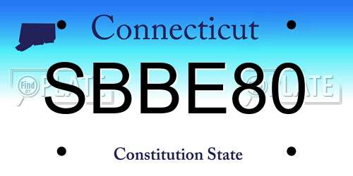 SBBE80 Connecticut License Plate