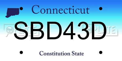 SBD43D Connecticut License Plate