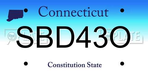 SBD43O Connecticut License Plate