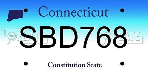 SBD768 Connecticut License Plate