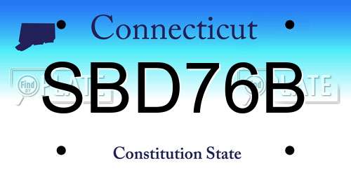 SBD76B Connecticut License Plate