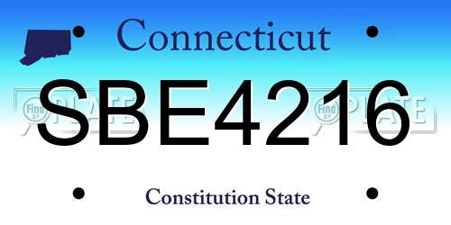 SBE4216 Connecticut License Plate