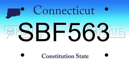 SBF563 Connecticut License Plate
