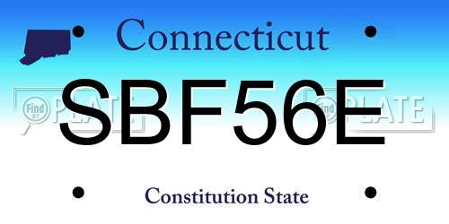 SBF56E Connecticut License Plate