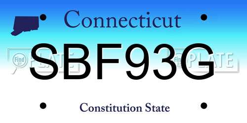 SBF93G Connecticut License Plate