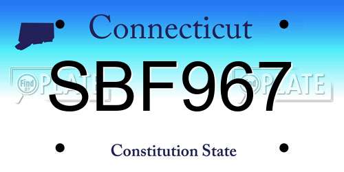 SBF967 Connecticut License Plate