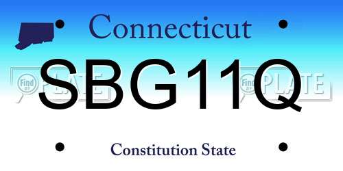 SBG11Q Connecticut License Plate