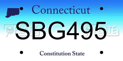 SBG495 Connecticut License Plate