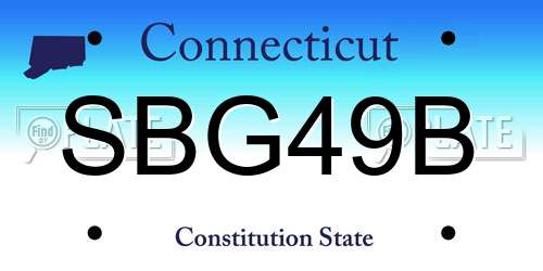 SBG49B Connecticut License Plate