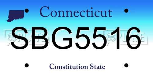 SBG5516 Connecticut License Plate