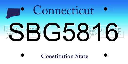 SBG5816 Connecticut License Plate