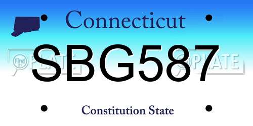 SBG587 Connecticut License Plate