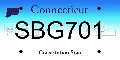 SBG701 Connecticut License Plate