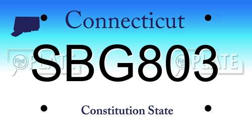 SBG803 Connecticut License Plate