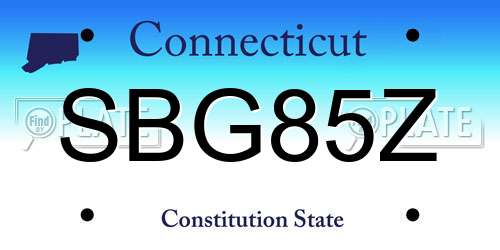 SBG85Z Connecticut License Plate