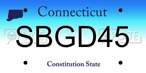 SBGD45 Connecticut License Plate