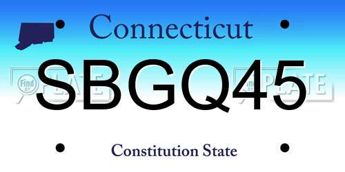 SBGQ45 Connecticut License Plate