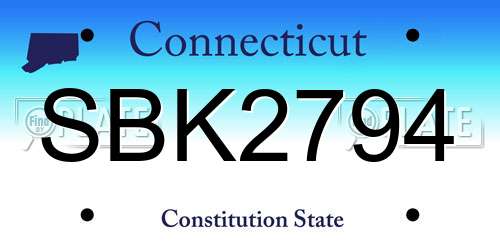 SBK2794 Connecticut License Plate
