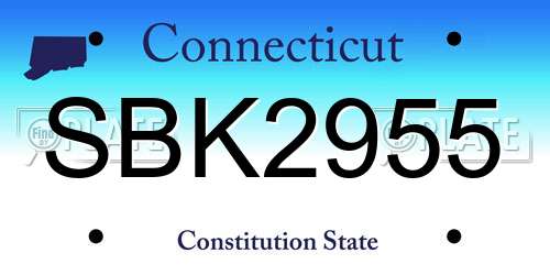 SBK2955 Connecticut License Plate