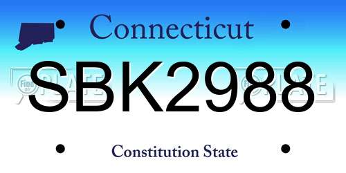 SBK2988 Connecticut License Plate