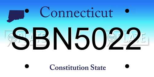 SBN5022 Connecticut License Plate