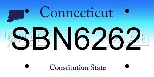 SBN6262 Connecticut License Plate