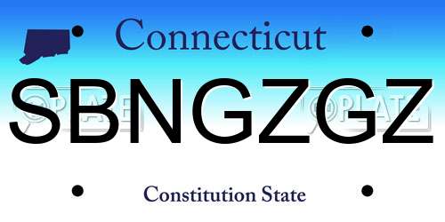 SBNGZGZ Connecticut License Plate