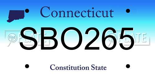 SBO265 Connecticut License Plate