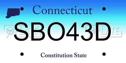 SBO43D Connecticut License Plate