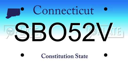 SBO52V Connecticut License Plate