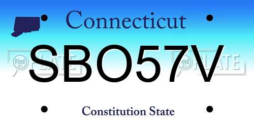 SBO57V Connecticut License Plate