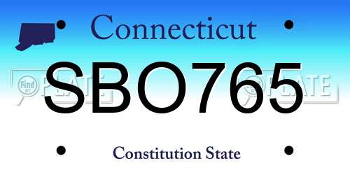 SBO765 Connecticut License Plate