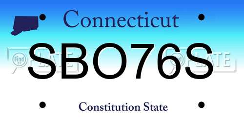 SBO76S Connecticut License Plate
