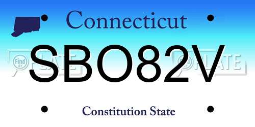 SBO82V Connecticut License Plate