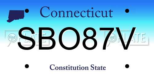 SBO87V Connecticut License Plate