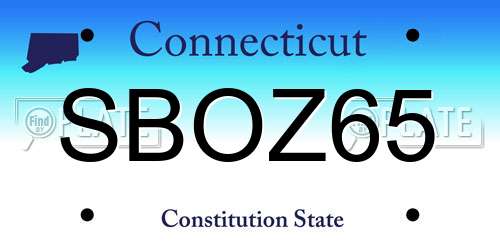 SBOZ65 Connecticut License Plate