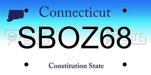 SBOZ68 Connecticut License Plate
